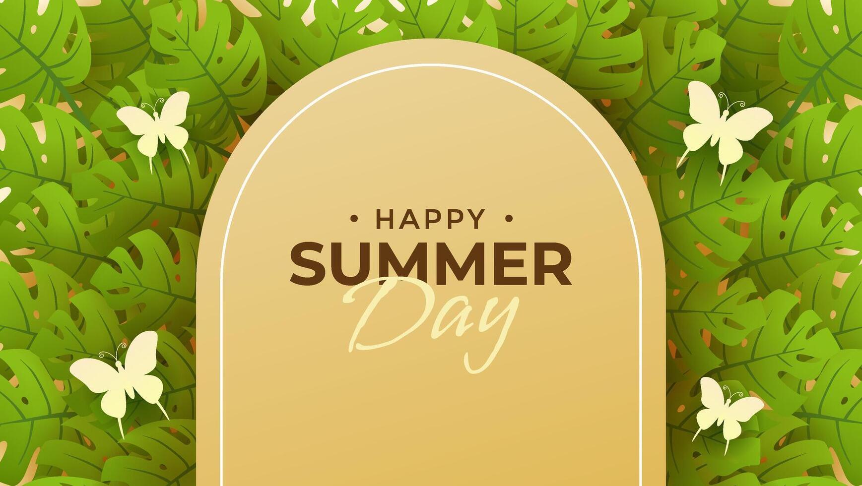 A summer-themed background featuring green leaves. The background is designed in a paper craft style with EPS 10 format. vector