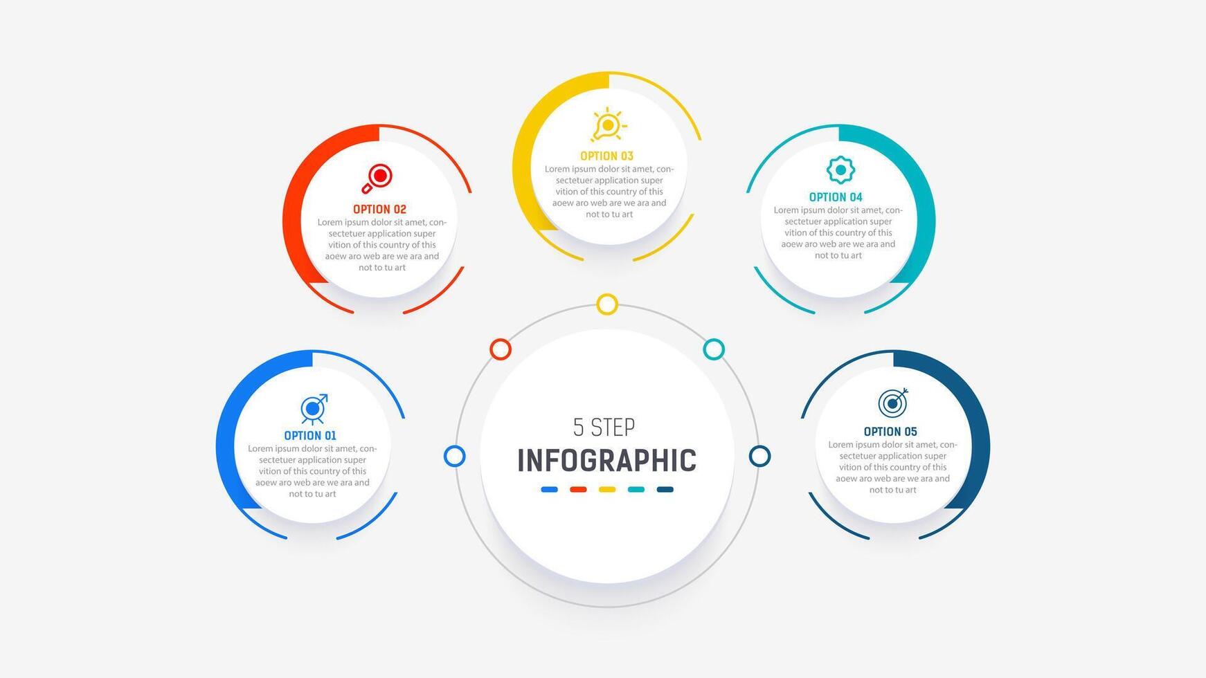 Five Step Infographic design element template for presentation. info graphic illustration. process diagram and presentations step, banner, flow chart, 5 option template. vector