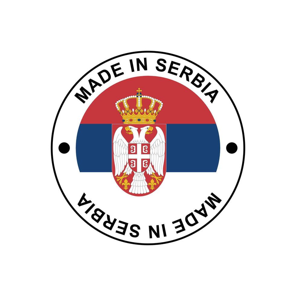 MADE IN Serbia circle stamp with flag vector