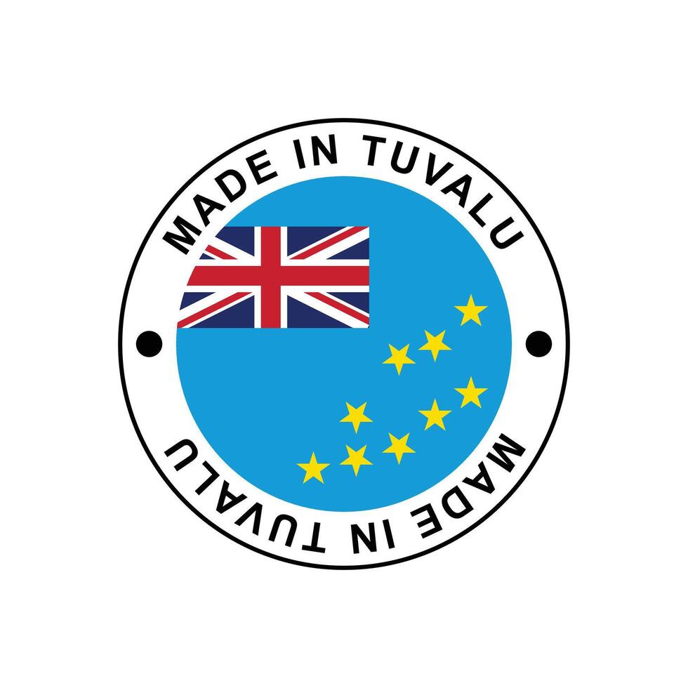 MADE IN Tuvalu circle stamp with flag vector