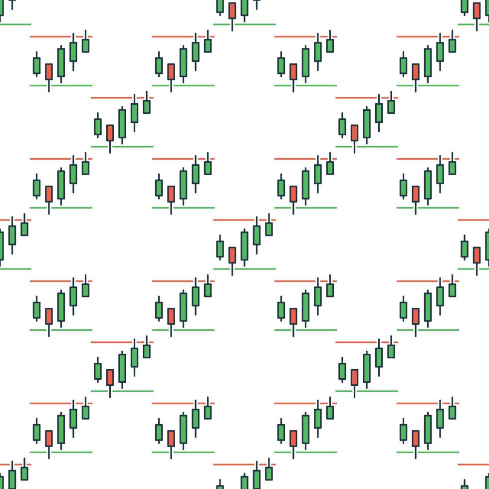Japanese Candlestick Charts Cryptocurrency Technical Analysis colored seamless pattern vector