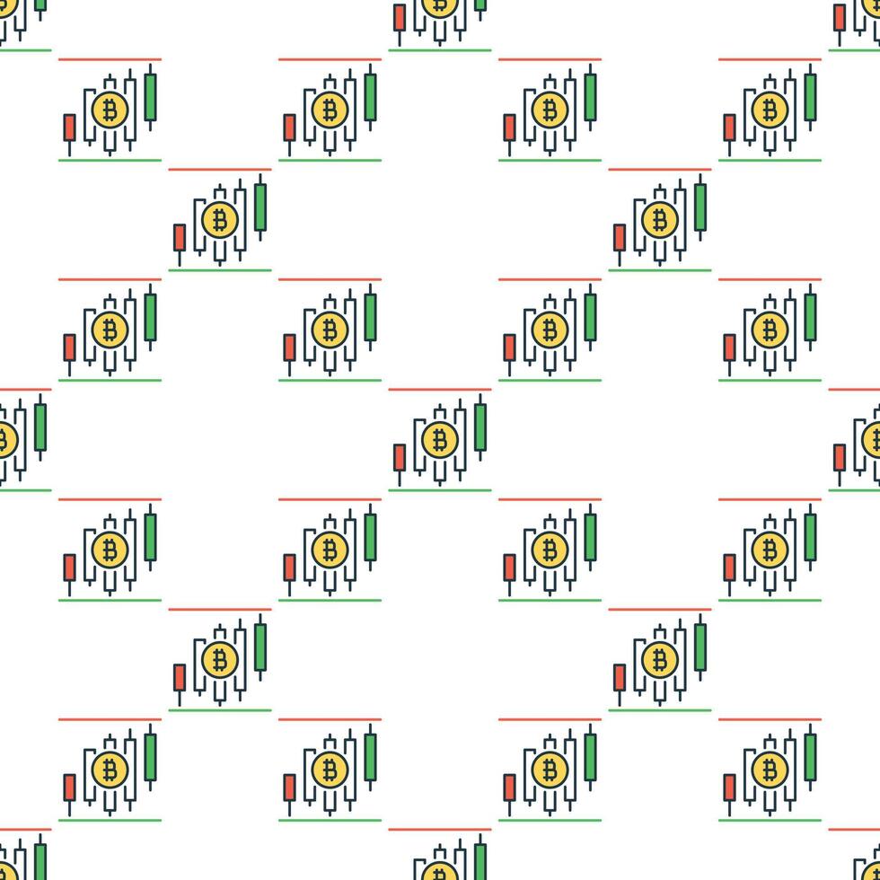 Bitcoin Trading Candlestick Charts colored seamless pattern vector