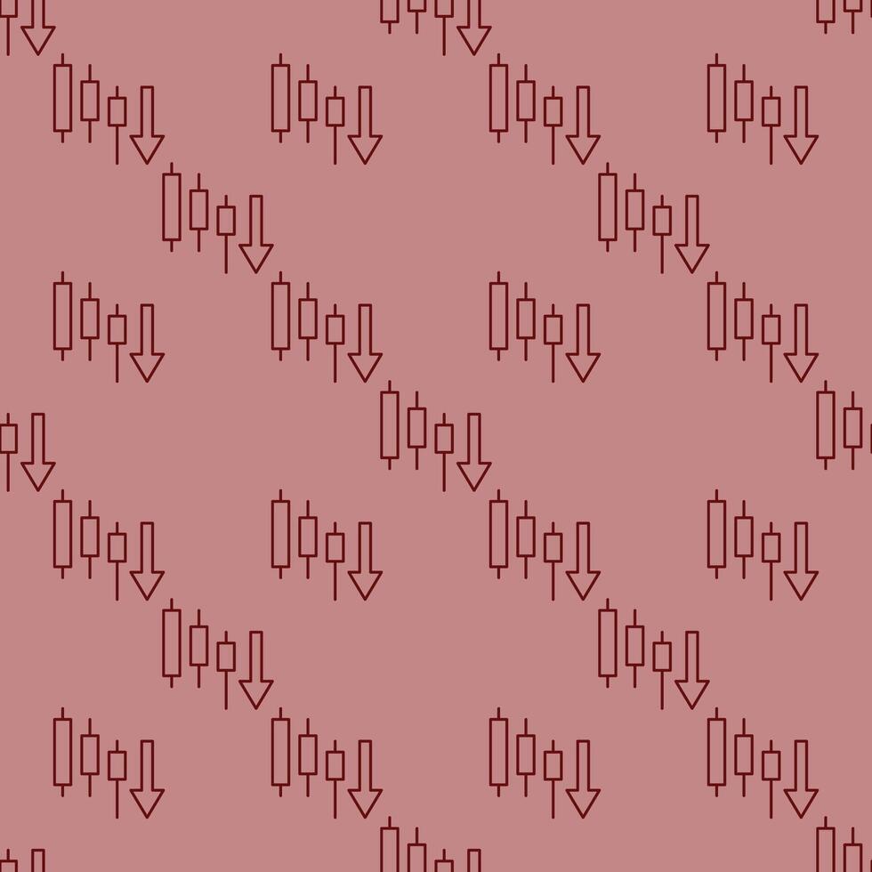 Down Trend with Candlestick Charts Technical Analysis seamless pattern in outline style vector