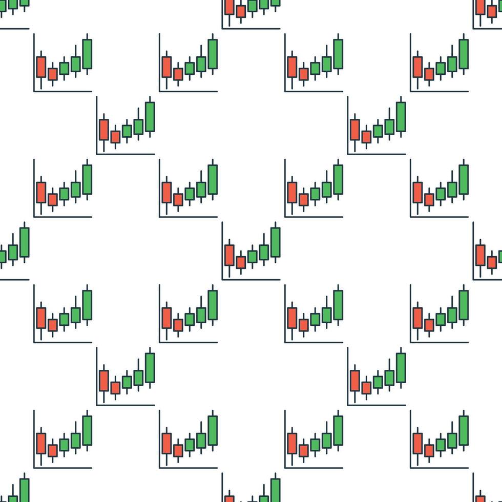 Cryptocurrency lond position graph colored seamless pattern vector