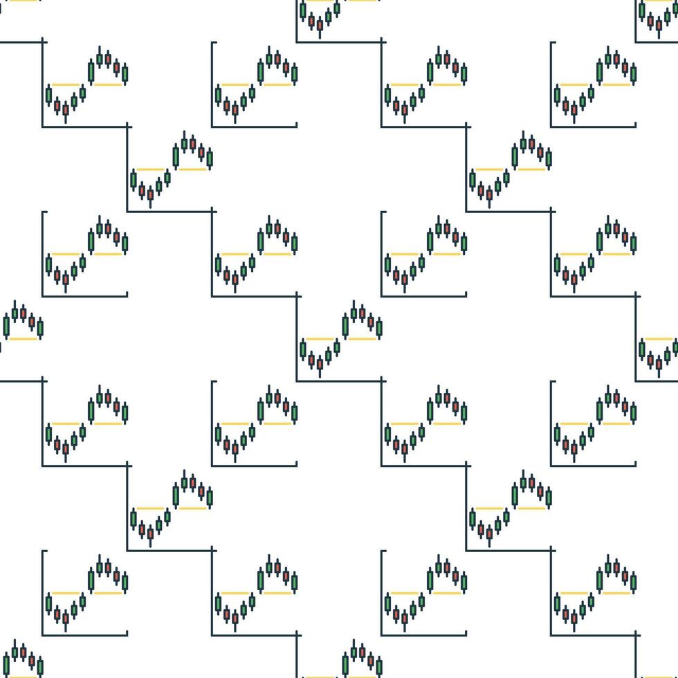 Crypto Trading Candlestick Chart Formation colored seamless pattern vector