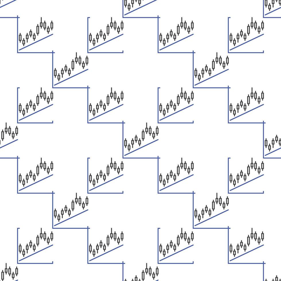 Cryptocurrency Candlestick formation outline seamless pattern vector