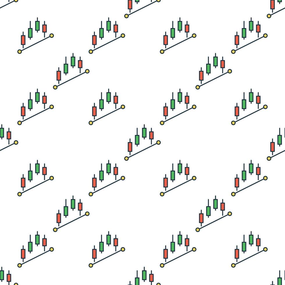 Crypto Trading Formation with Candlestick charts colored seamless pattern vector
