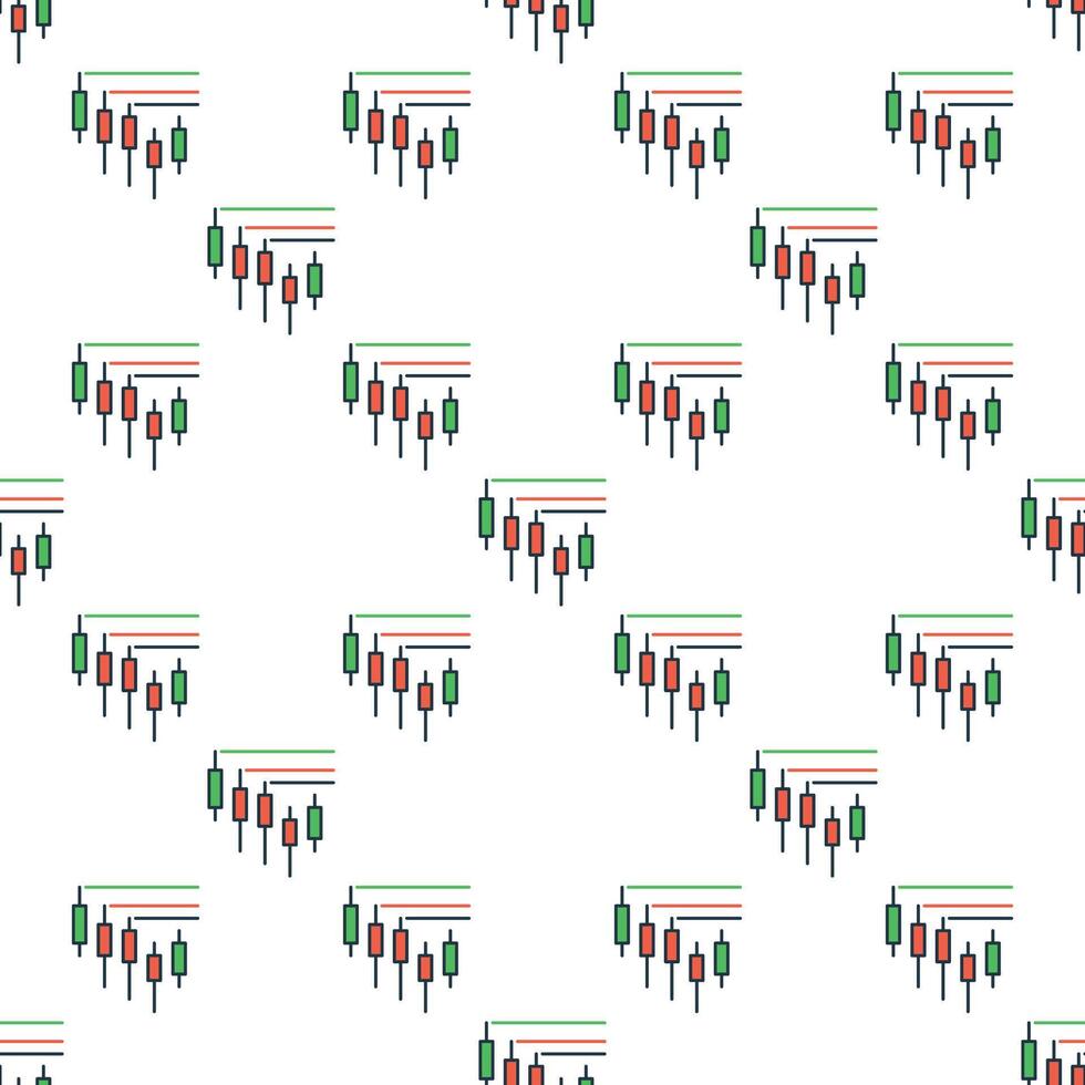 Candlestick Chart Crypto Trading colored seamless pattern vector