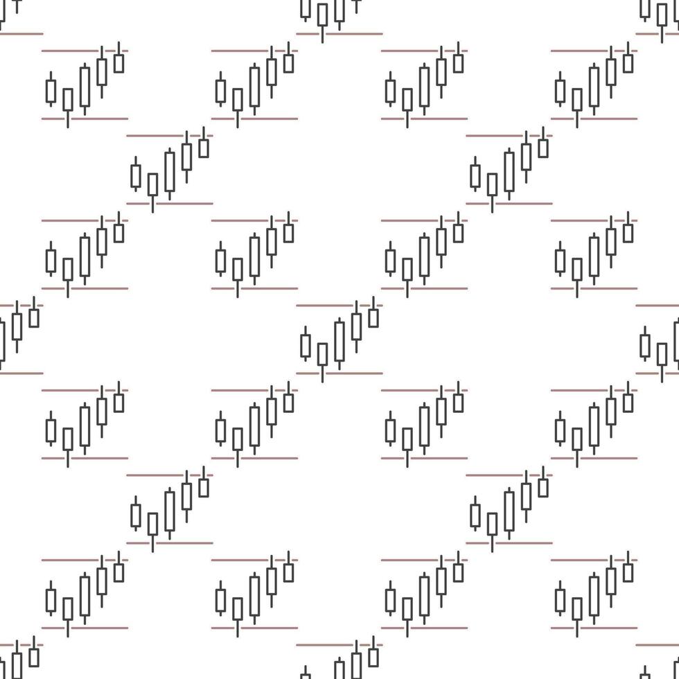 Cryptocurrency Candlestick Charts Technical Analysis seamless pattern in outline style vector