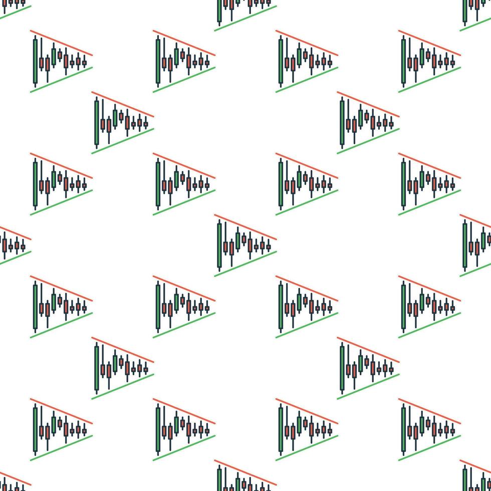 Candlestick chart Triangle figure Crypto Trading colored seamless pattern vector