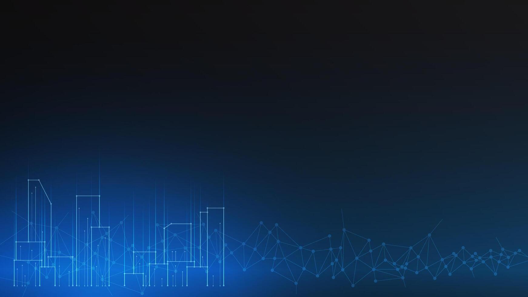 cityscape technology background concept. city space bright glowing neon, data blue line circle lights, technology Abstract, . city for tech, web banner, web site, communication, transformation. vector
