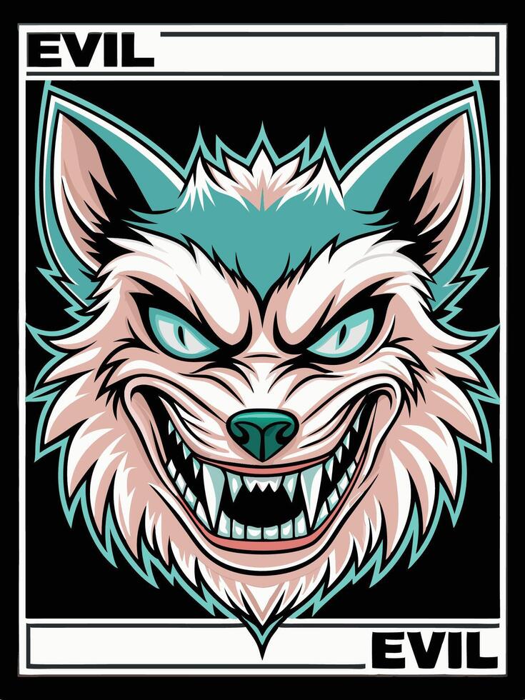 evil wolf tshirt design vector