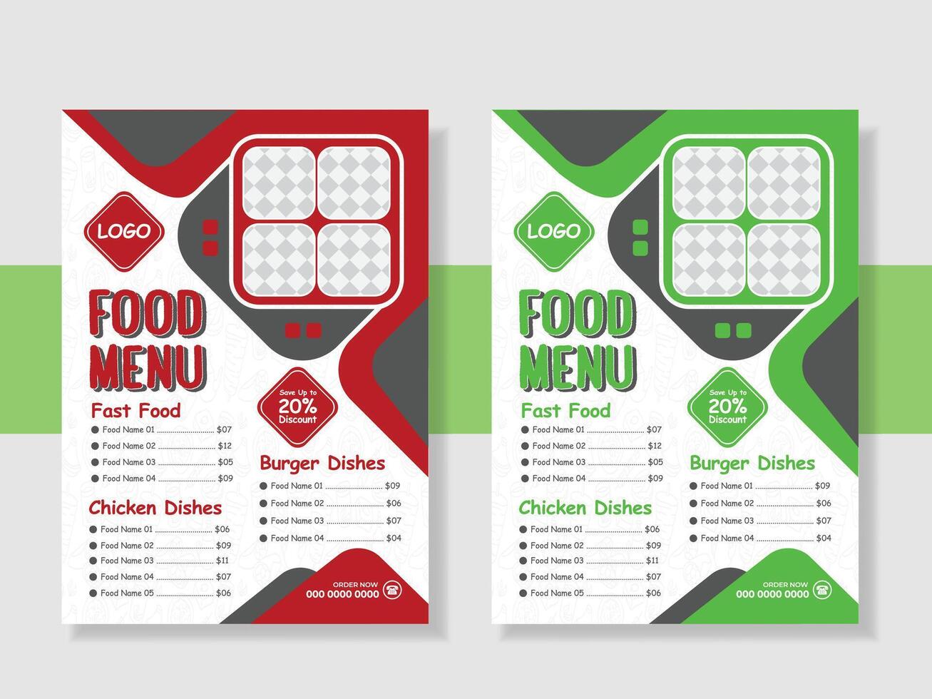 Vintage food menu flyer or poster design template. Restaurant menu, food menu, food flyer. vector