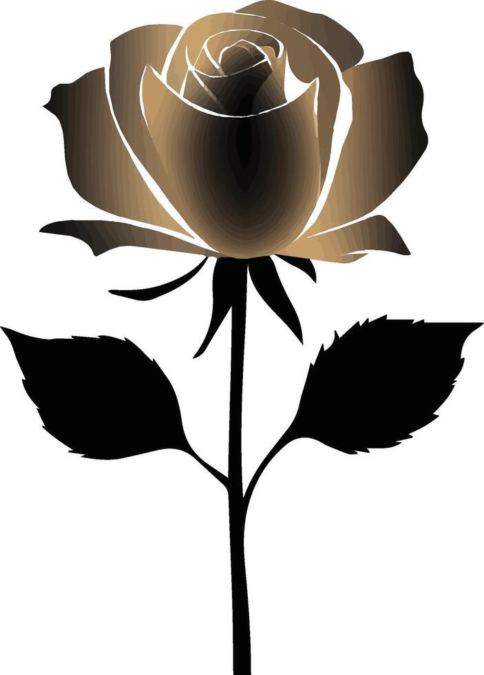 silhouette of rose, black and white rose, rose flowers vector