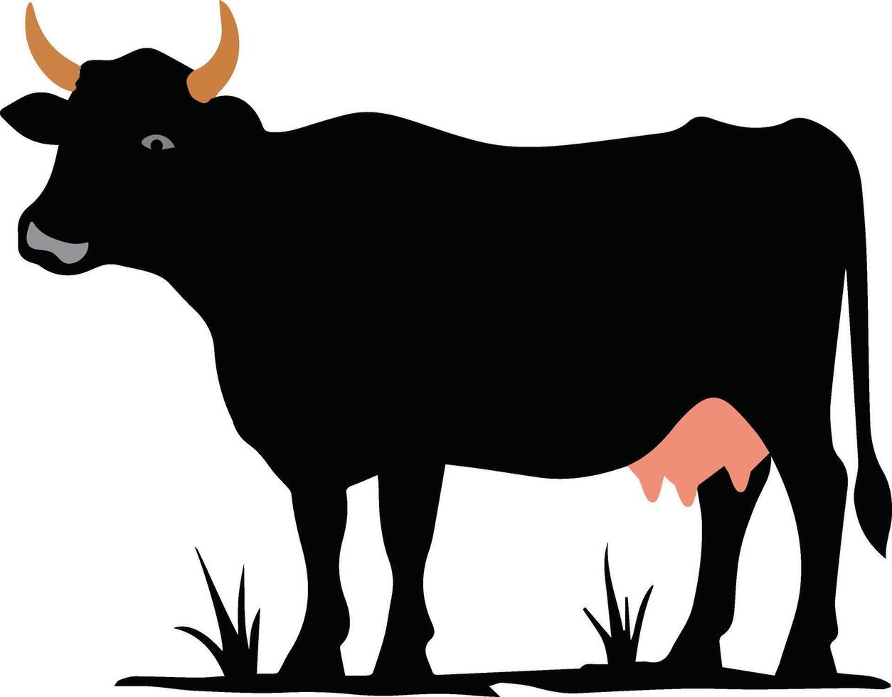 cow illustration on white background, icon, logo vector