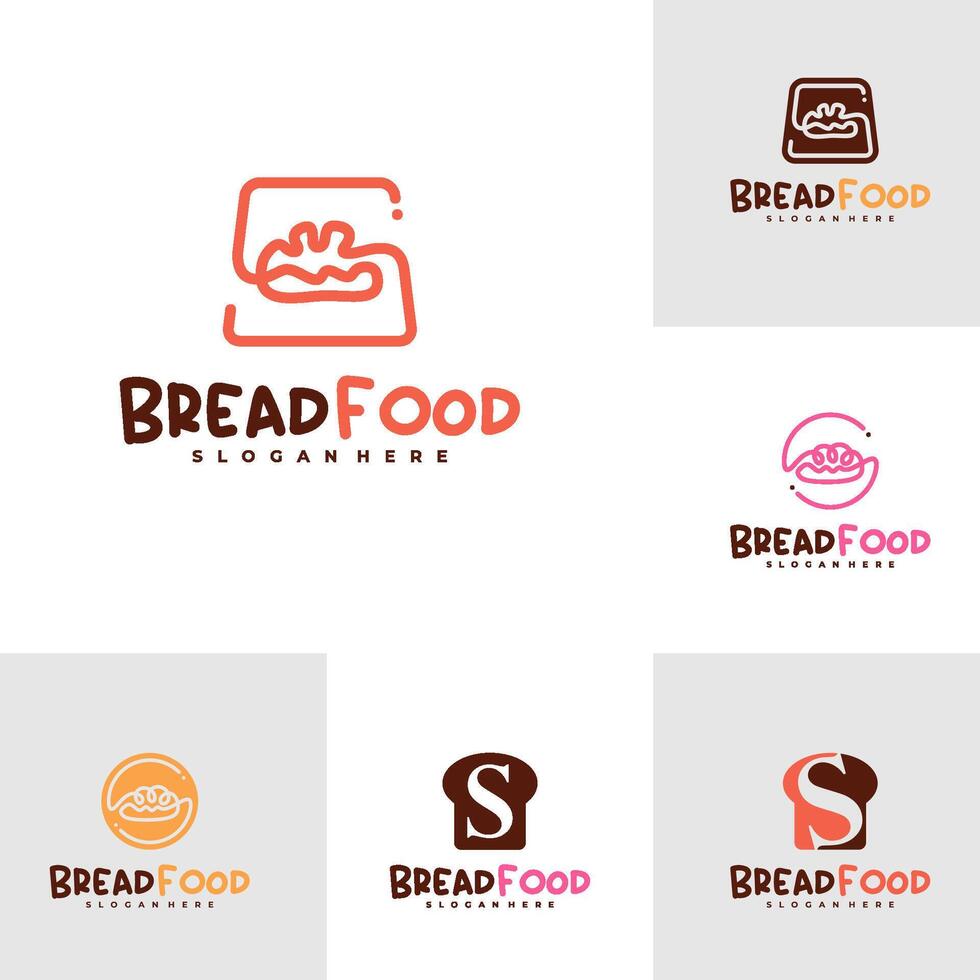Set of Bread with S logo template, Creative Bread logo design concepts vector