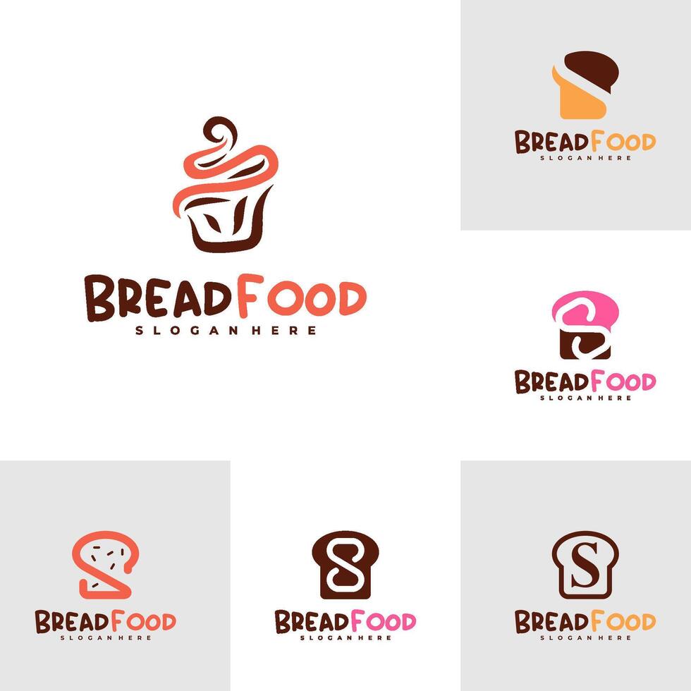 Set of Bread with S logo template, Creative Bread logo design concepts vector