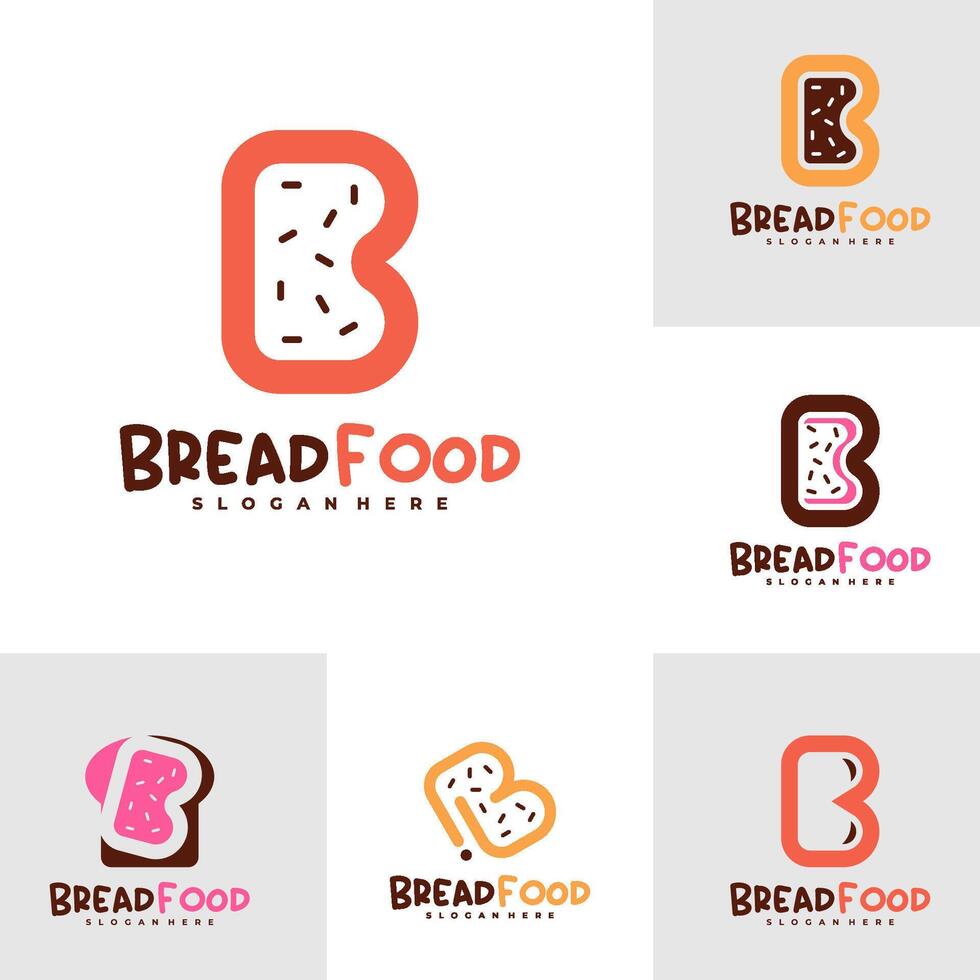 Set of Bread with B logo template, Creative Bread fast logo design concepts vector