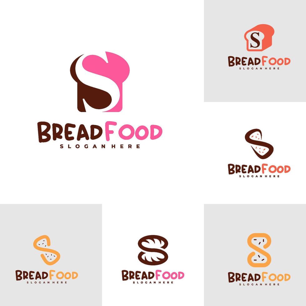 Set of Bread with S logo template, Creative Bread logo design concepts vector