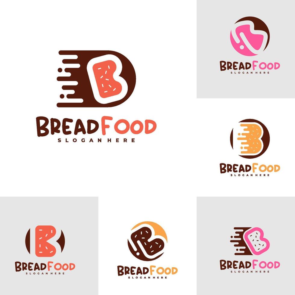 Set of Bread with B logo template, Creative Bread fast logo design concepts vector