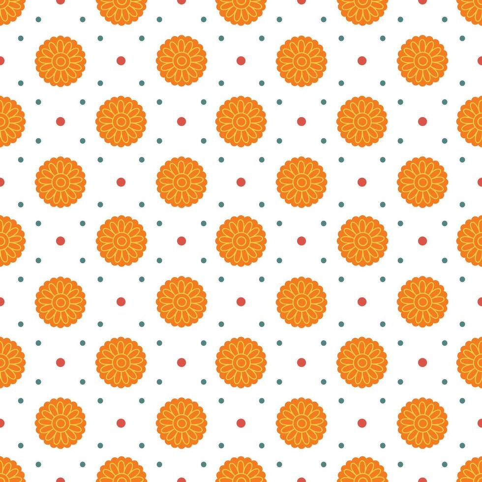 Mid Autumn Seamless Pattern Design with Decorative Elements in Hand Drawn Cartoon Flat Illustration Template vector