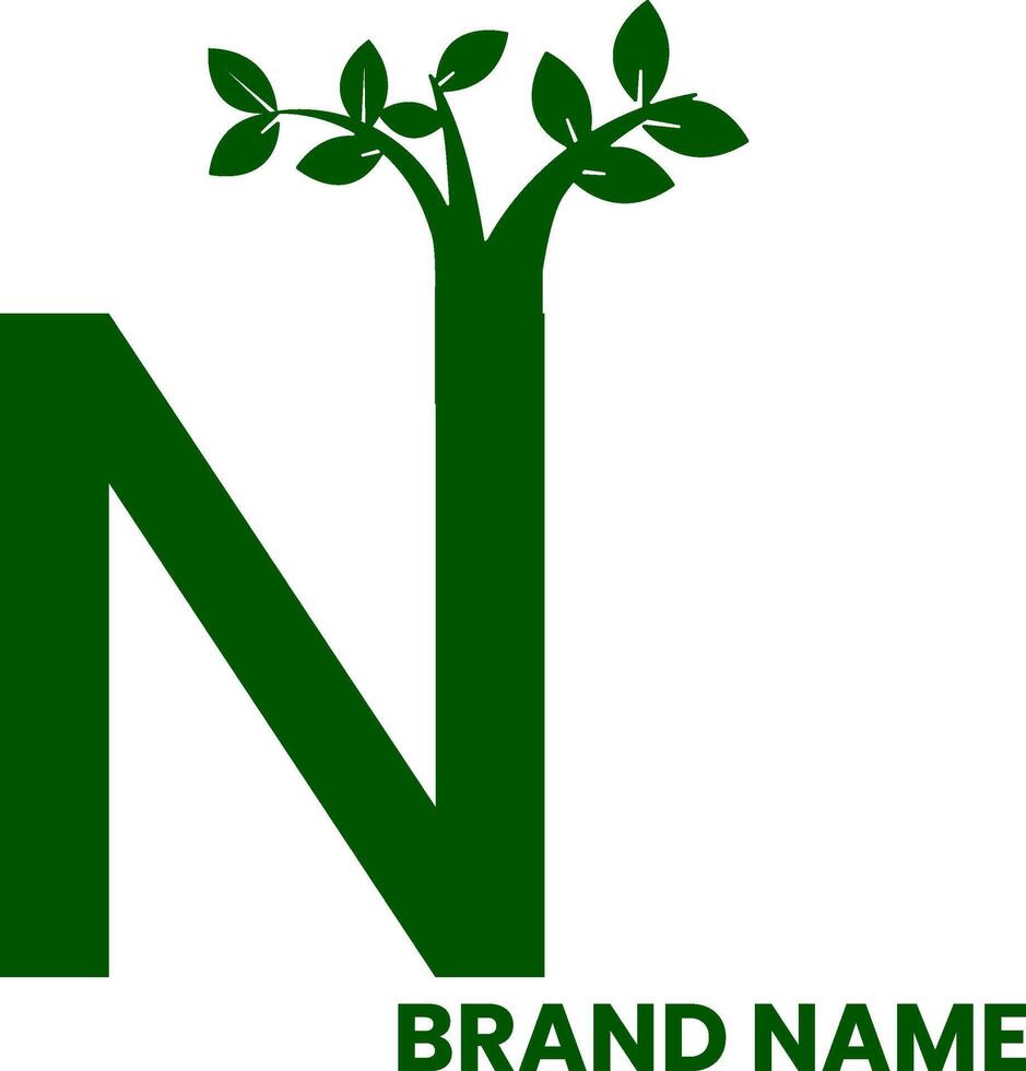 N letter leaf icon eco friendly sign vector