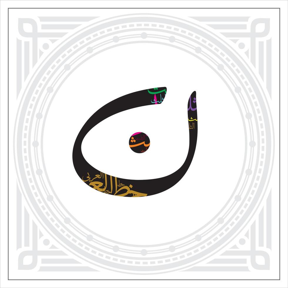 Arabic Calligraphy Alphabet letters or font in Kufic, Divani and Thuluth styles, Stylized islamic calligraphy elements black on White background, for all kinds of religious design vector