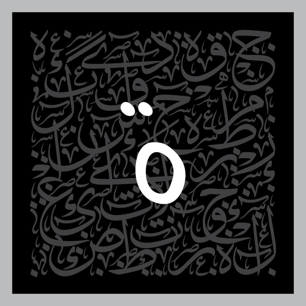 Arabic Calligraphy Alphabet letters or font in Kufic, Divani and Thuluth styles, Stylized islamic calligraphy elements black on White background, for all kinds of religious design vector