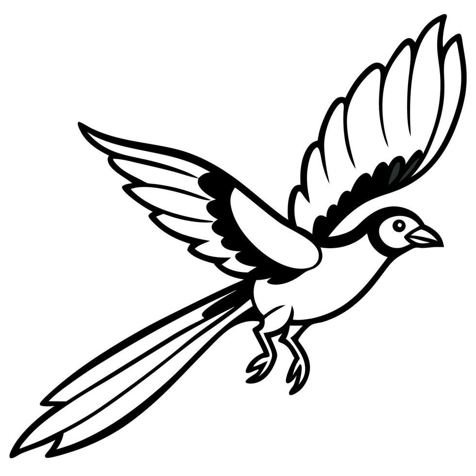 Common Green Magpie bird flies icon vector