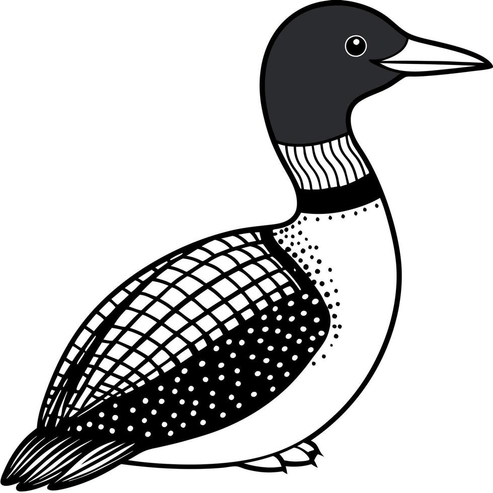 Common Loon bird sits icon vector