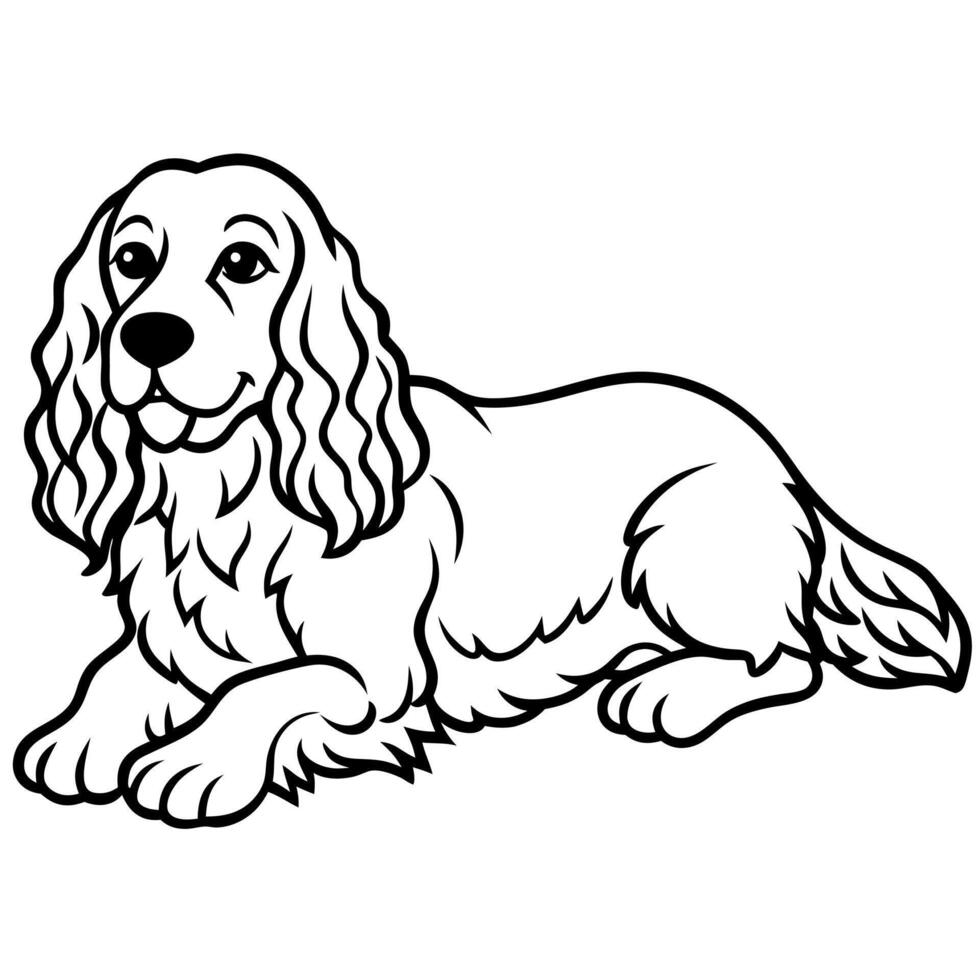 Cocker Spaniel dog lies icon vector