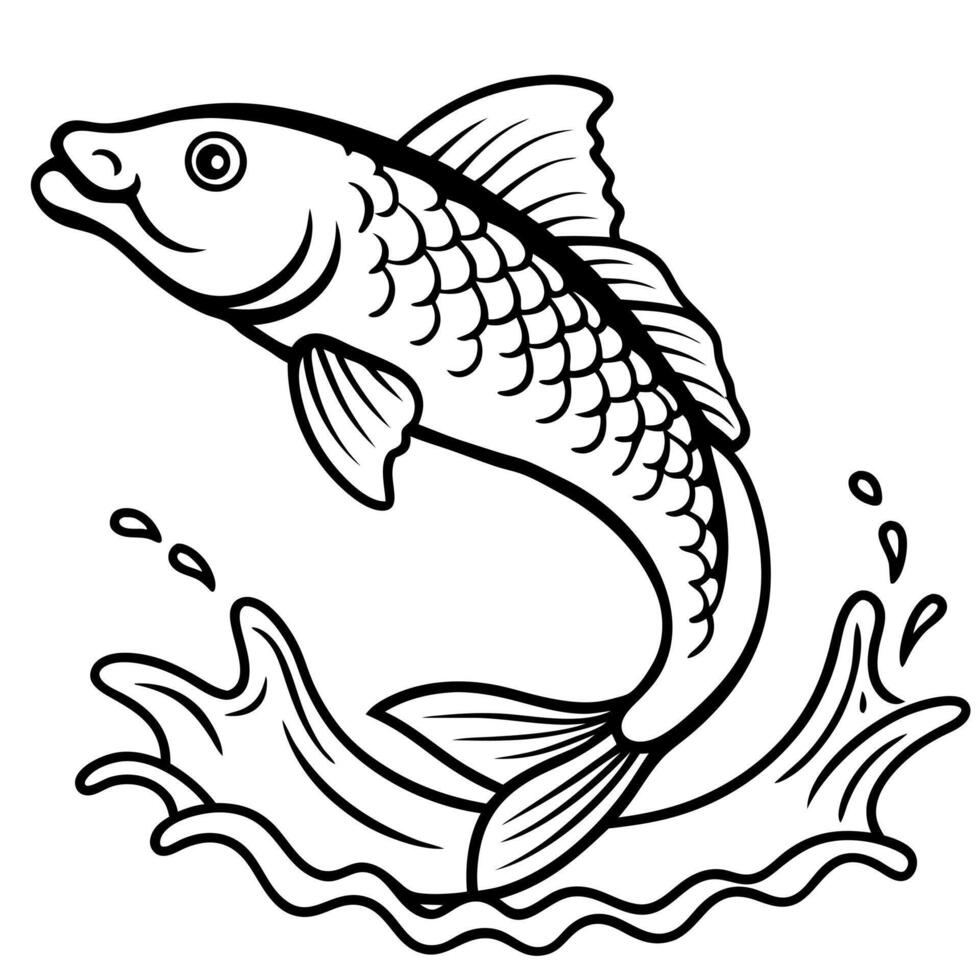 Common Carp fish jumps icon vector