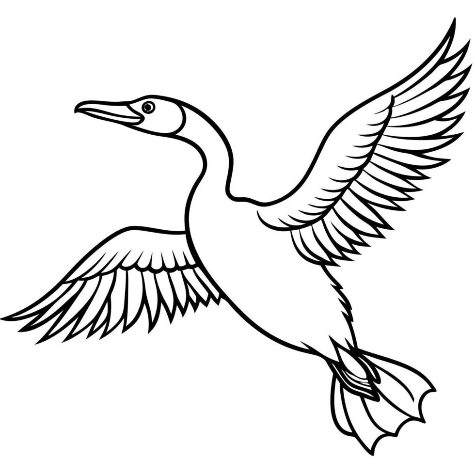 Cormorant bird flies icon vector