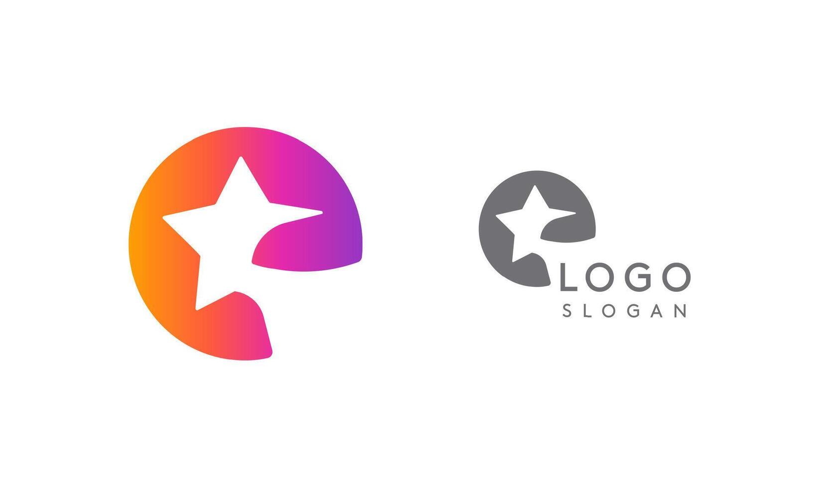 Letter e star, vibrant gradient colored logo for media, entertainment, technology, startup, social networking, communication, digital marketing industries. illustration vector
