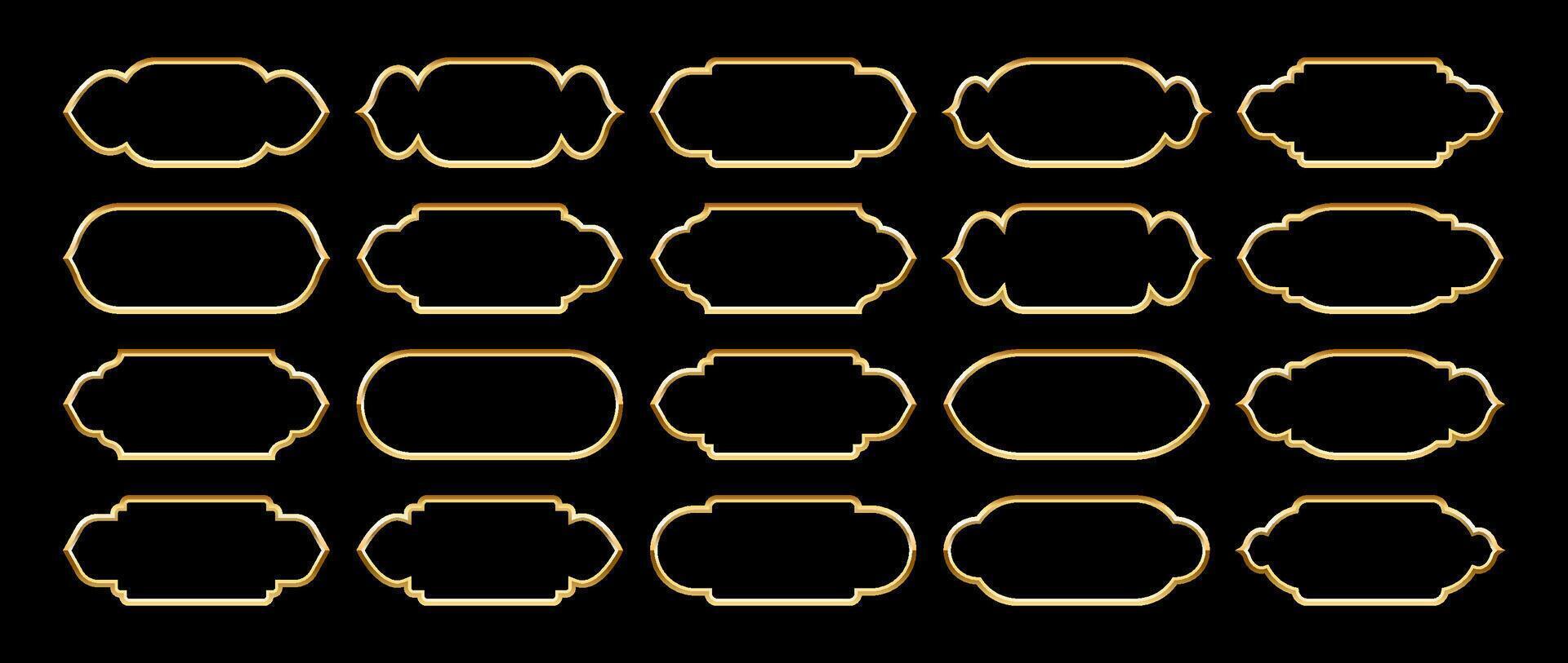 Islamic frames, oriental style objects. Arabic shapes, windows and arches. Traditional ornamental banner, frame. Muslim holidays, Ramadan Kareem. Modern eastern architecture. illustration vector