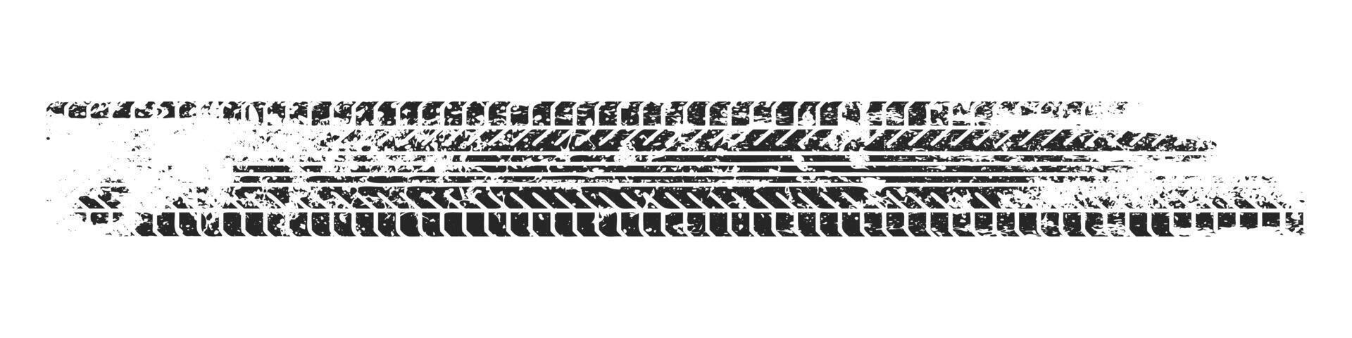 Grunge tire track, wheel braking marks. Truck, car or motorcycle tread pattern silhouette. Auto race, motorsport, speed racing design element. illustration vector