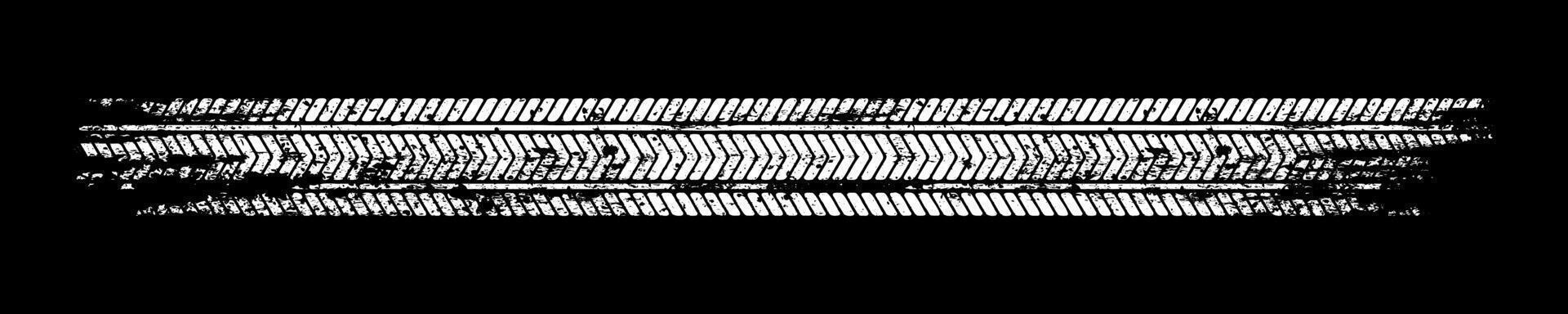 Grunge tire track, wheel braking marks. White truck, car or motorcycle tread pattern silhouette. Auto race, motorsport, speed racing design element. illustration vector