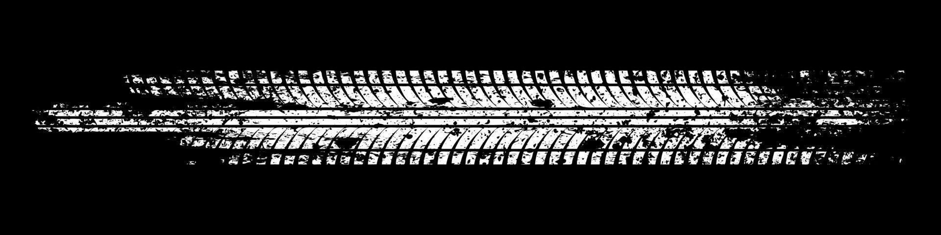 Grunge tire track, wheel braking marks. White truck, car or motorcycle tread pattern silhouette. Auto race, motorsport, speed racing design element. illustration vector