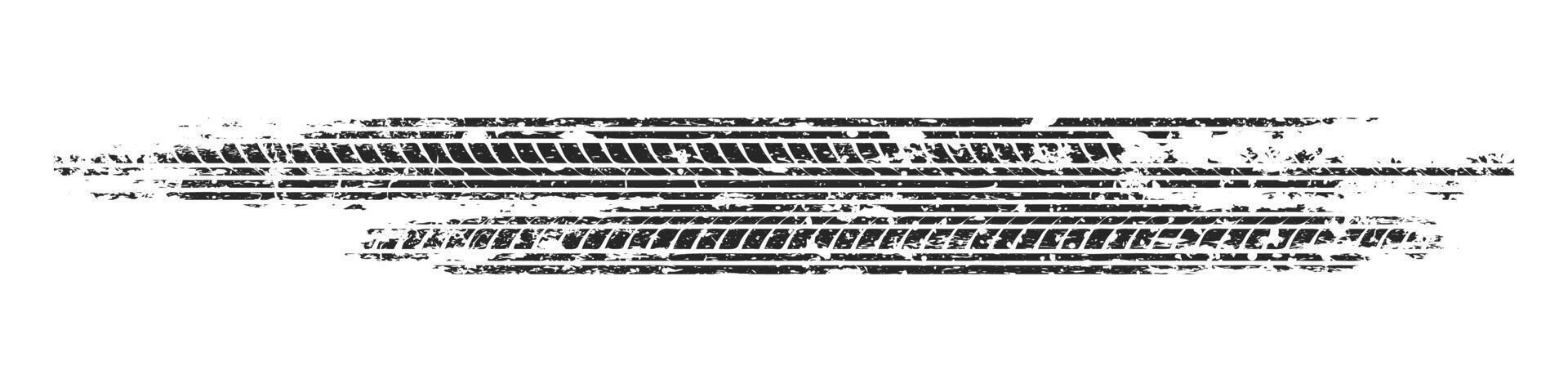 Grunge tire track, wheel braking marks. Truck, car or motorcycle tread pattern silhouette. Auto race, motorsport, speed racing design element. illustration vector