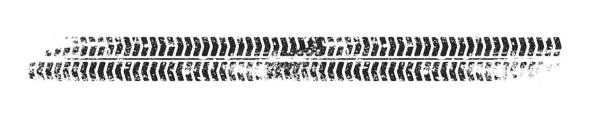 Grunge tire track, wheel braking marks. Truck, car or motorcycle tread pattern silhouette. Auto race, motorsport, speed racing design element. illustration vector