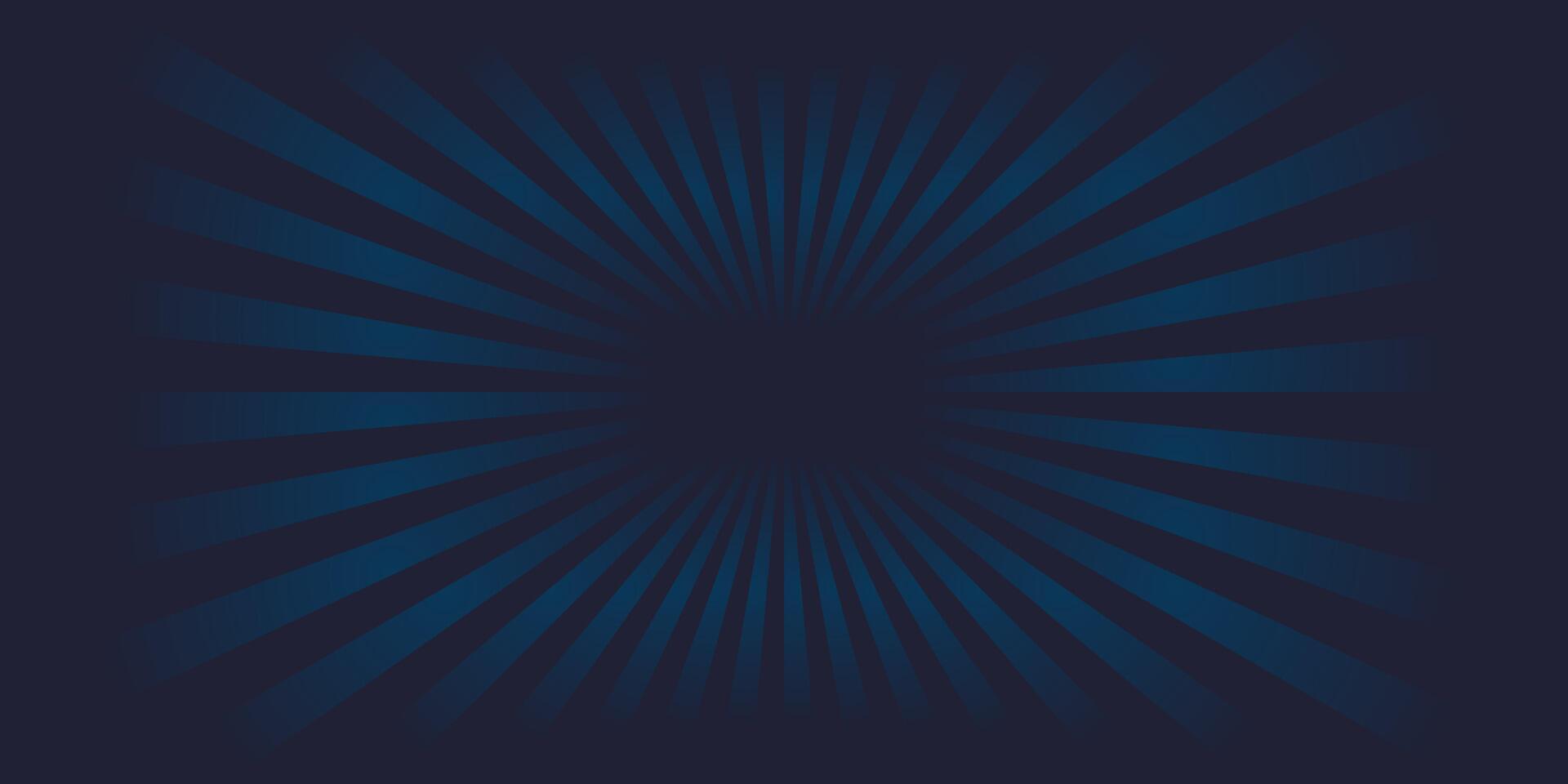 Dark blue horizontal gradient background with rays from the center. Futuristic digital abstract template. vector