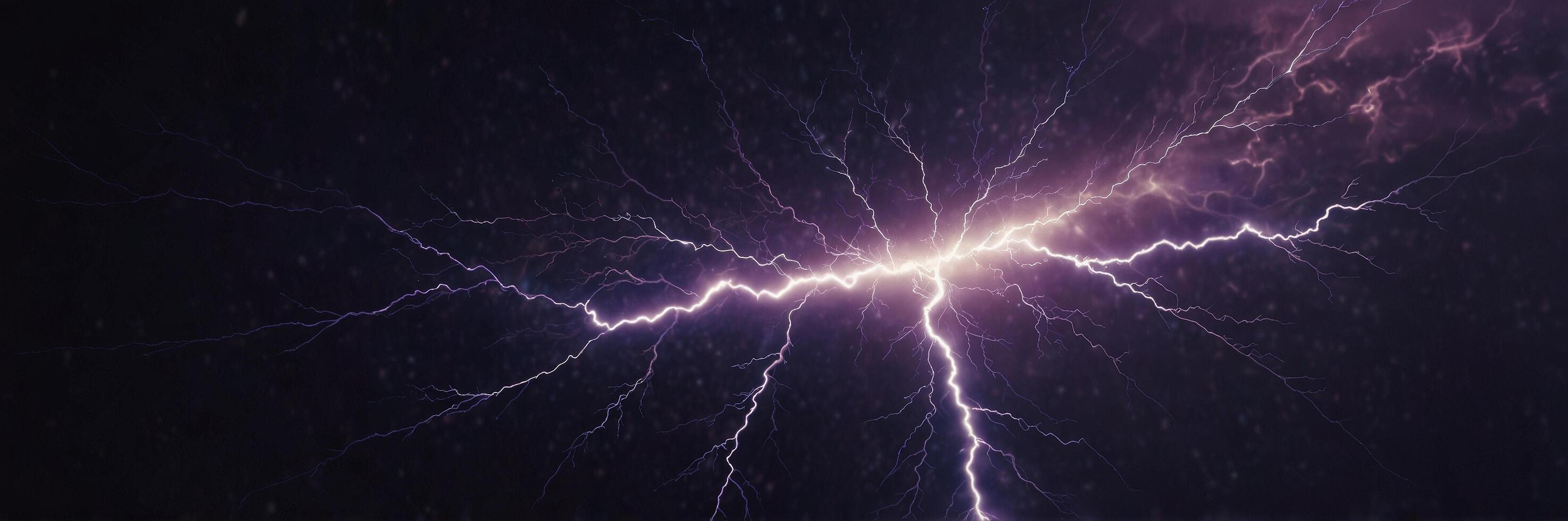 Vivid Purple Lightning Bolt with Luminous Core and Spreading Tendrils photo