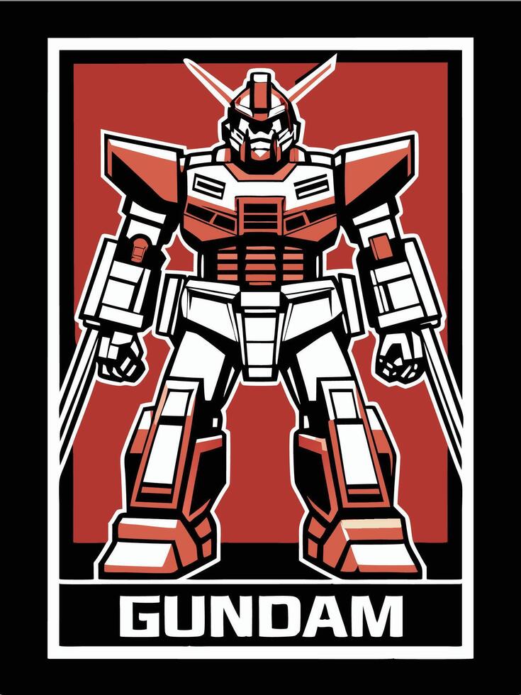 gundam robot tshirt design vector