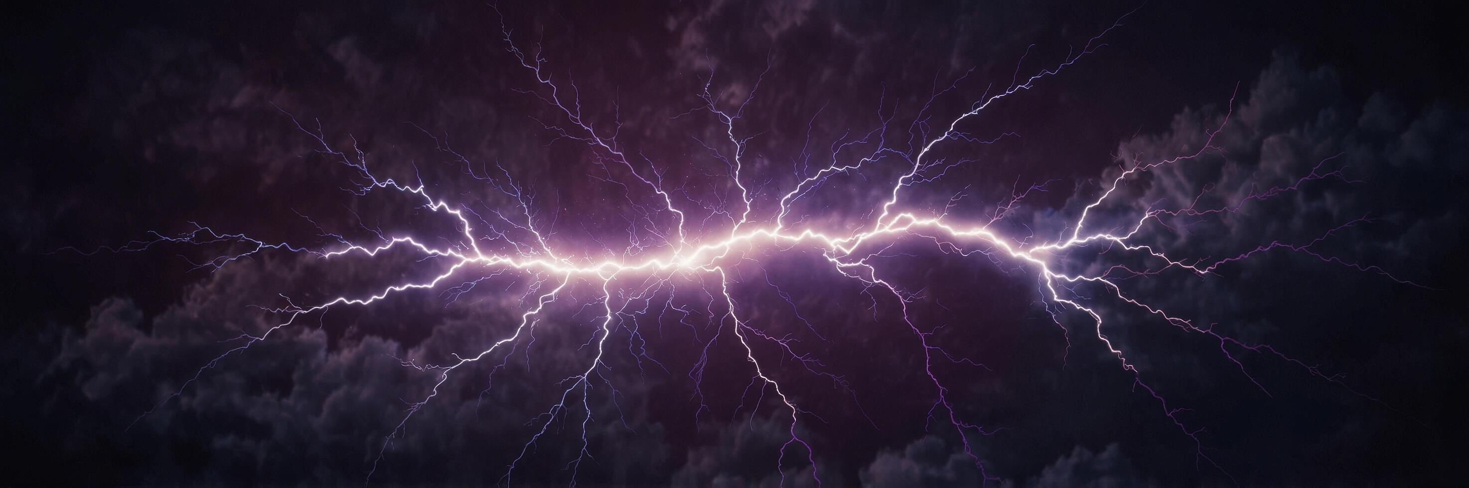 Vivid Purple Lightning Bolt with Luminous Core and Spreading Tendrils photo