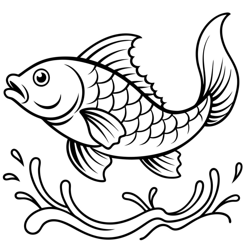 Crucian Carp fish jumps icon vector