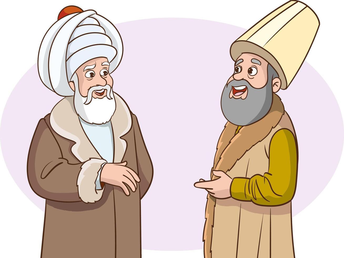 Two men of Ottoman history are standing and talking vector