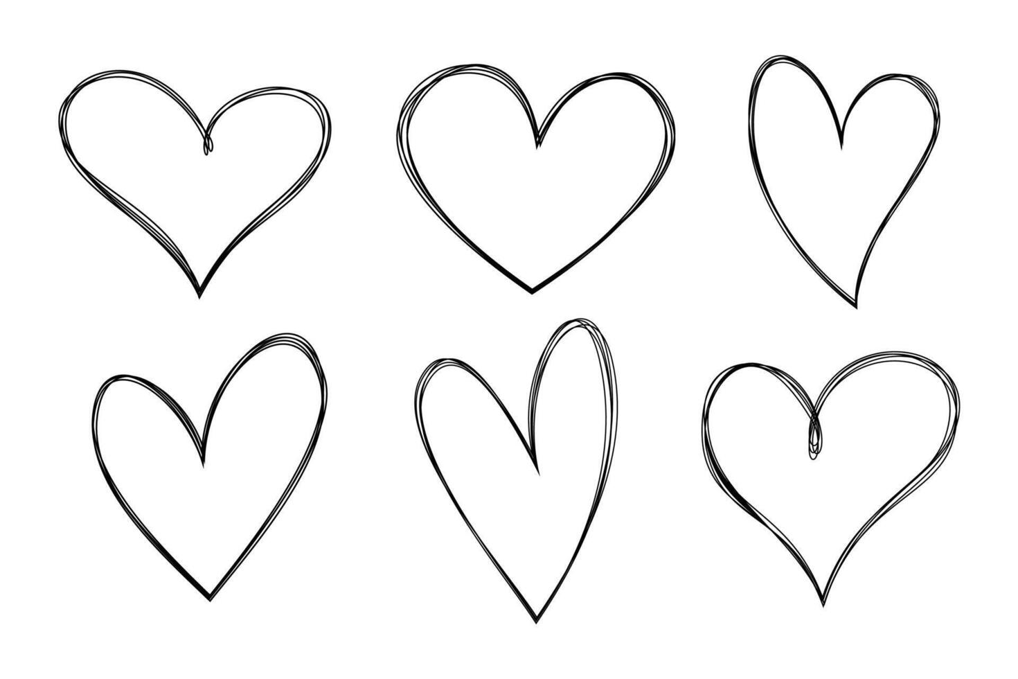Set of heart shape outline and red heart spot. Beautiful love symbol set . vector