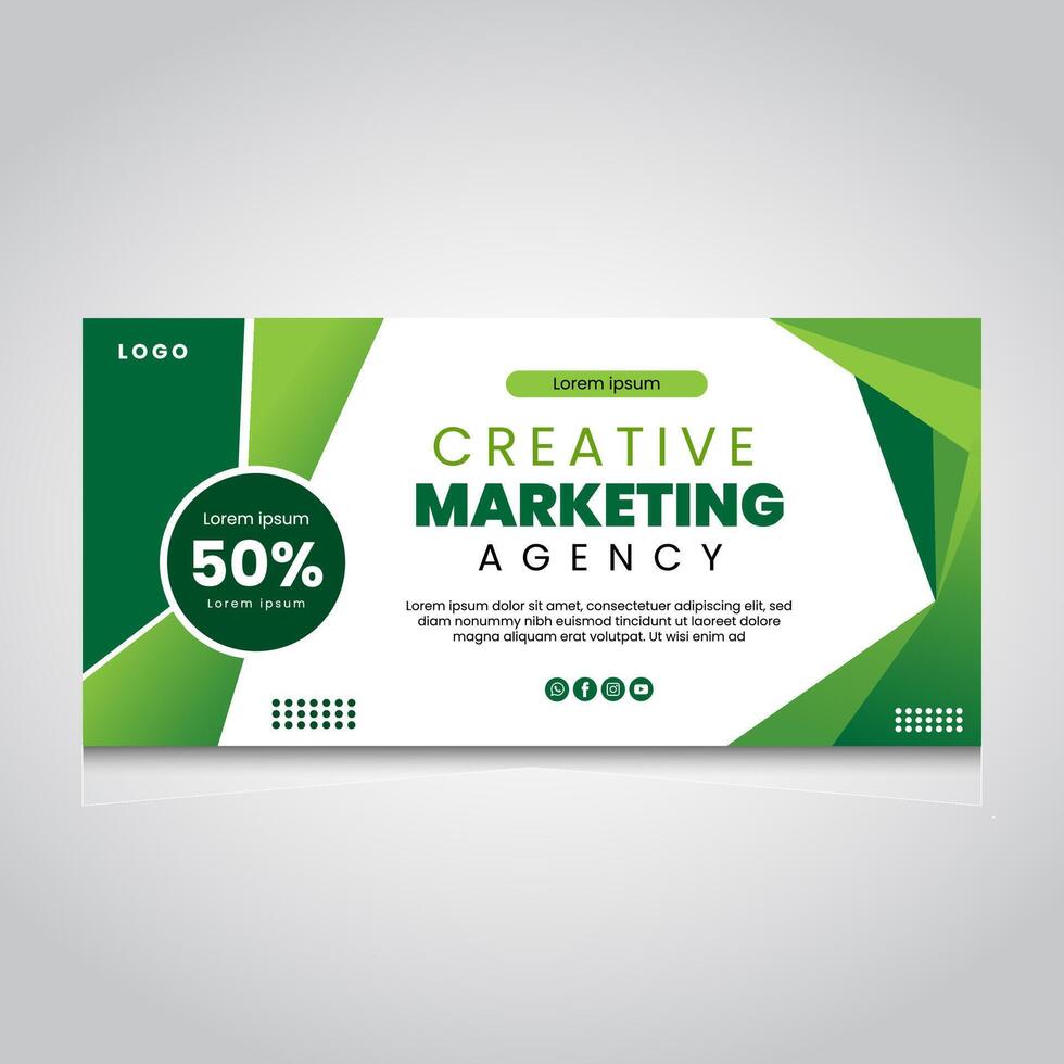 Green Banner Design Horizontal, Modern gredient background vector