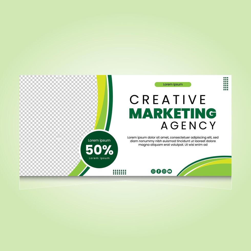 Green Banner Design Horizontal, Modern gredient background vector