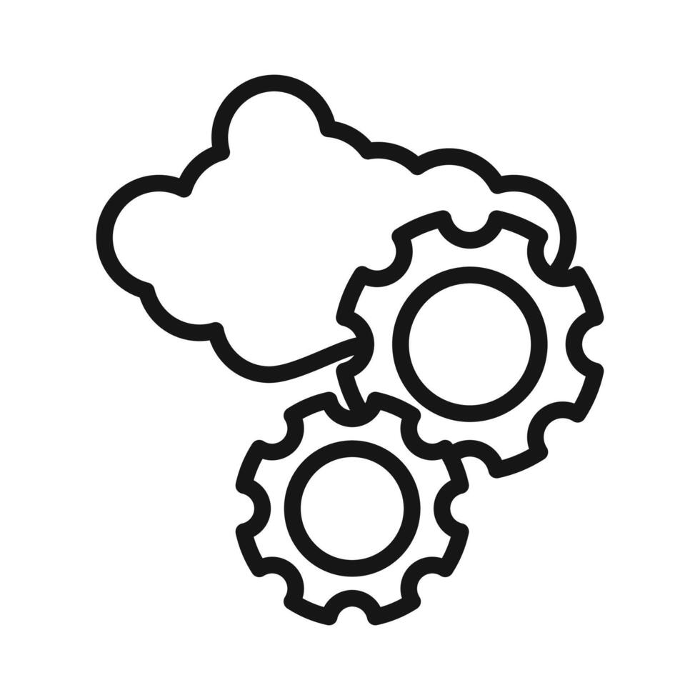 Cloud Data settings icon Black line art logo vector